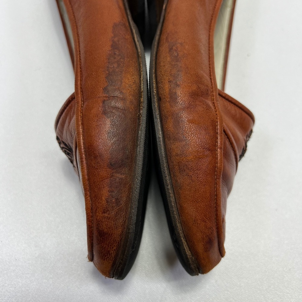 VINTAGE Bally Womens Brown Leather Crest Loafers Size 8M Italy Low Heel Flats - Picture 5 of 14